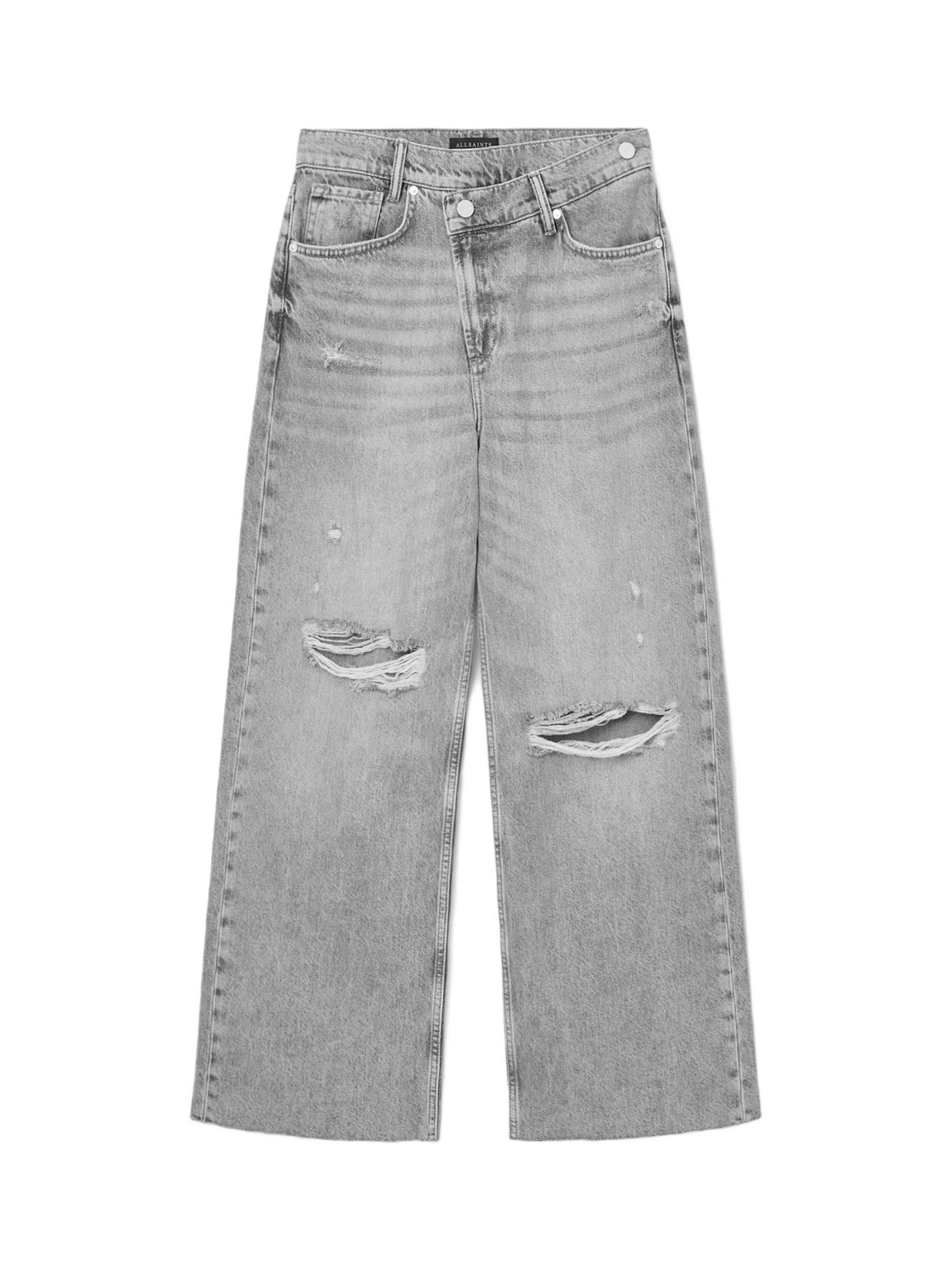 Product image 4 of 7, which shows AllSaints Aki Crossover Jeans, Destroy Grey, 26