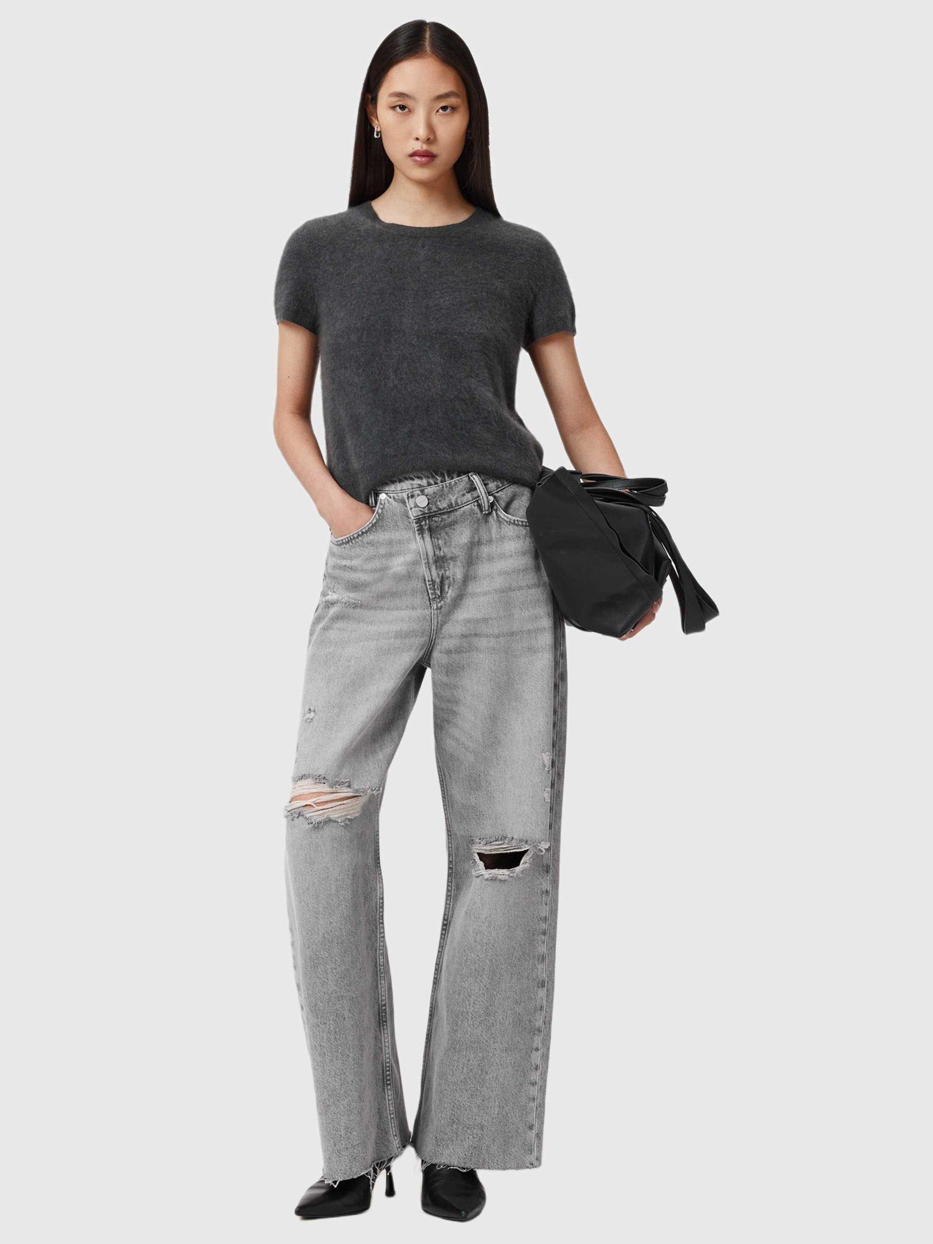 Product image 6 of 7, which shows AllSaints Aki Crossover Jeans, Destroy Grey, 26