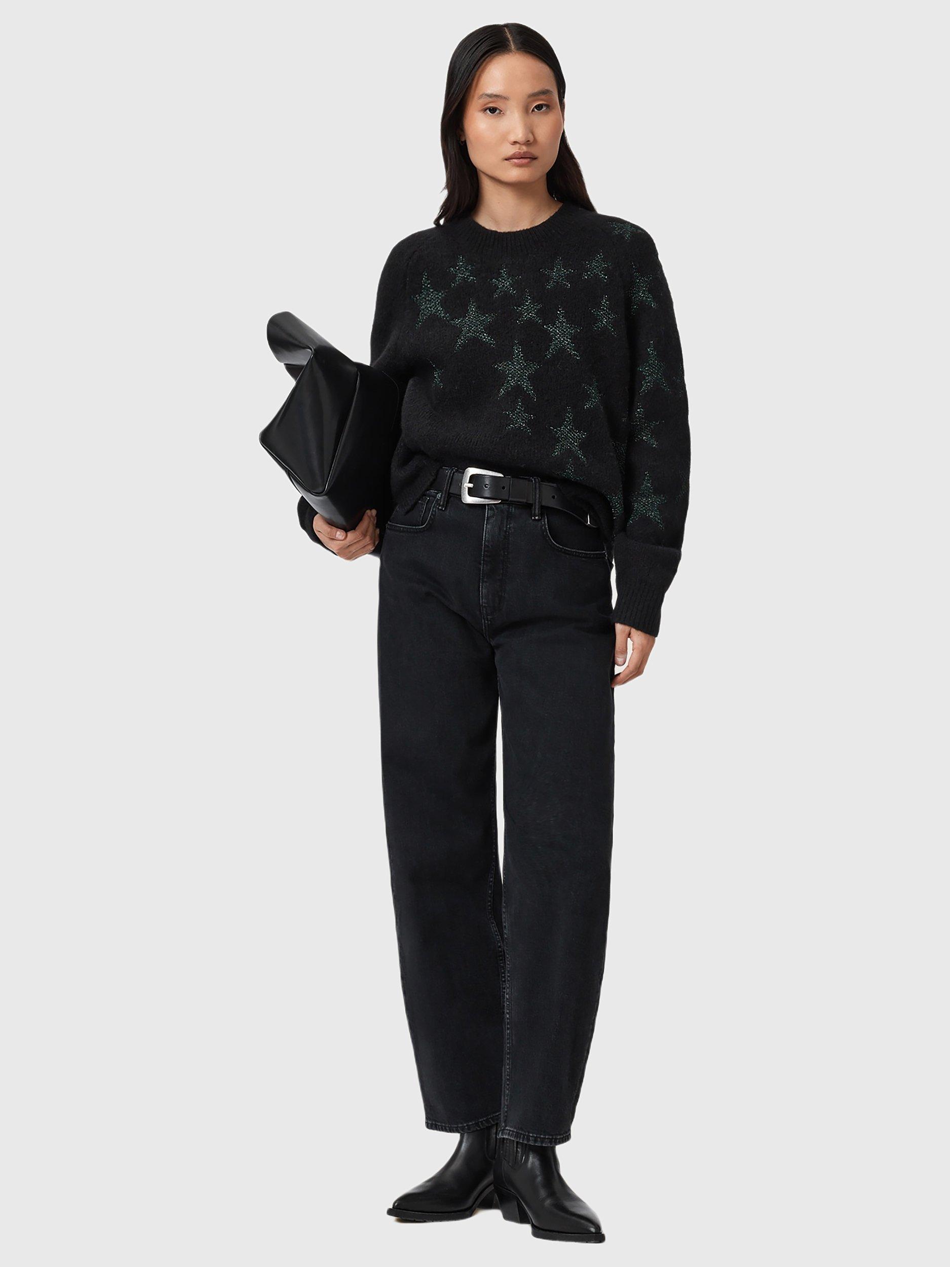 Product image 6 of 6, which shows AllSaints Cosmos Wool Blend Jumper, Black/Green, S