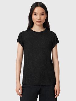 AllSaints Anna Shimmer T-Shirt, Black, Black