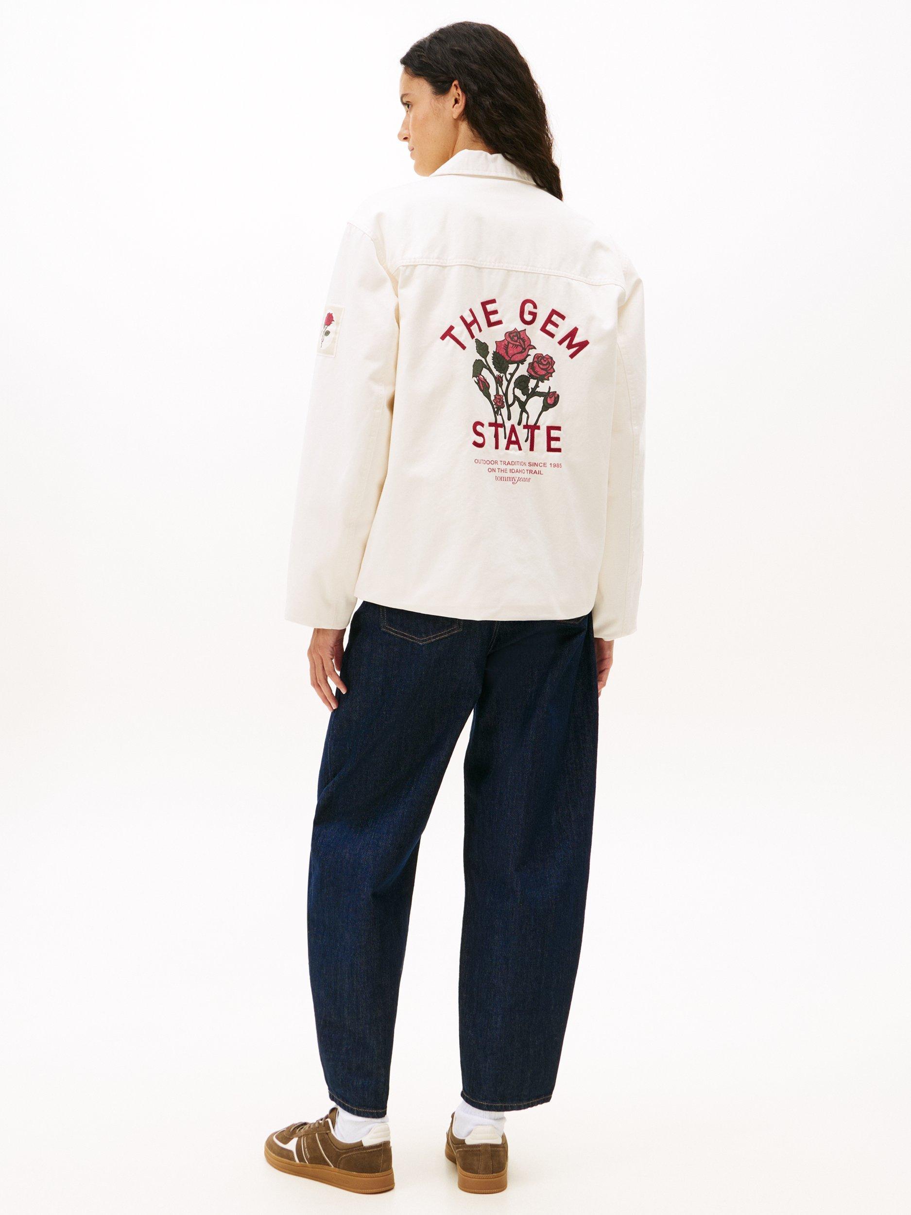 Product image 2 of 5, which shows Tommy Jeans Graphic Chore Jacket, Ancient White, XS