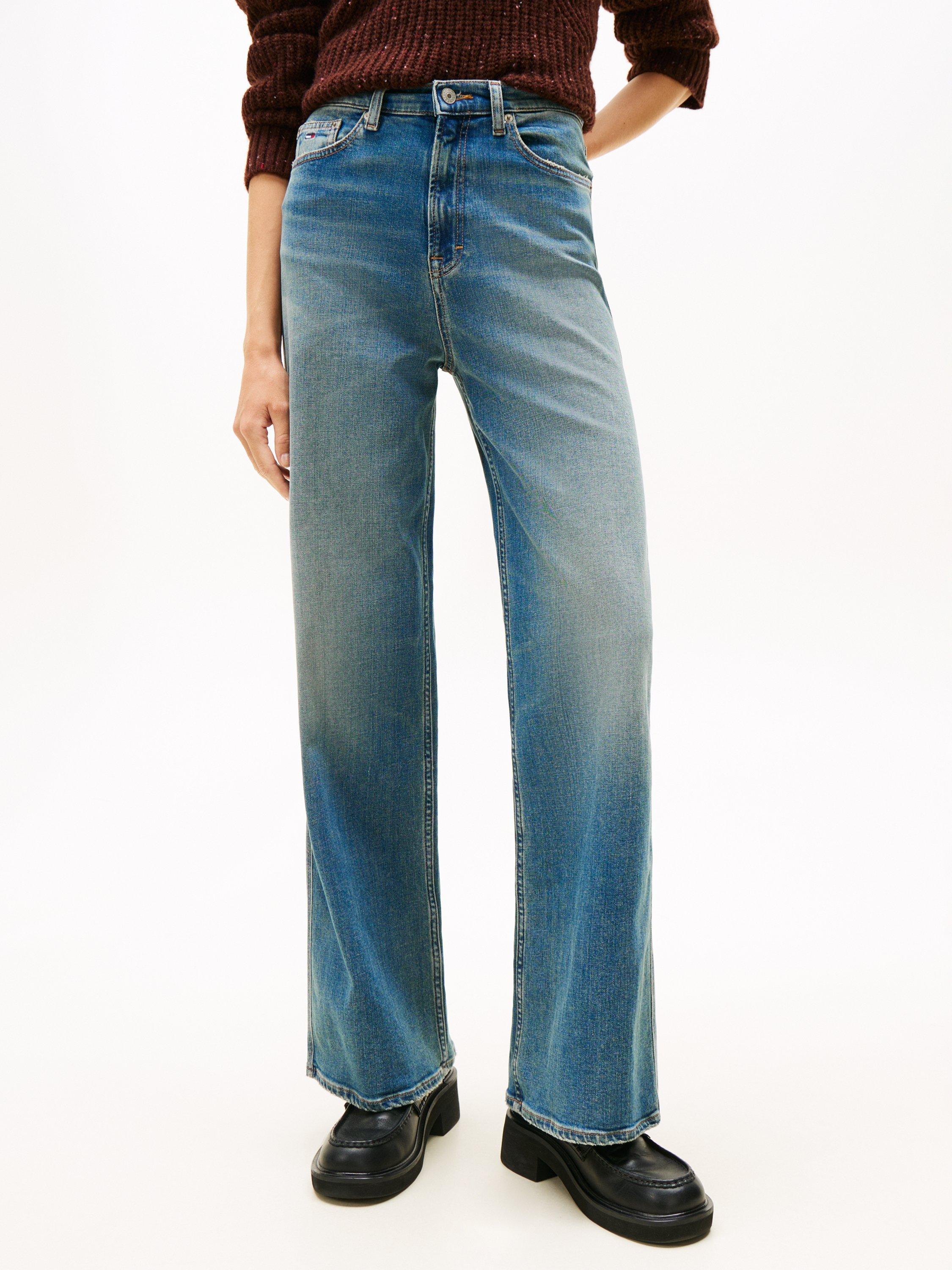 Tommy Jeans Claire High Rise Wide Leg Jeans, Dark Blue