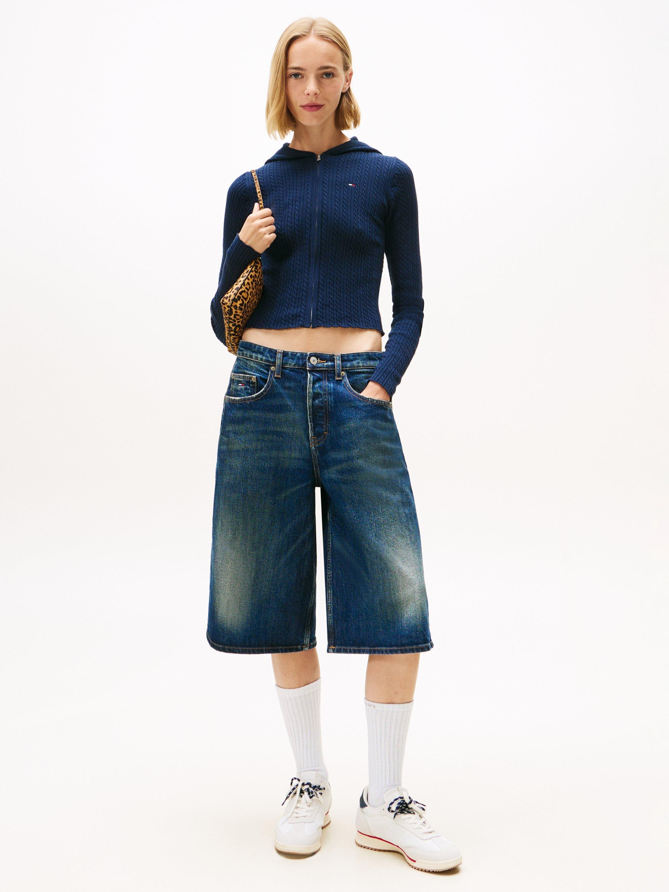 Product image 4 of 6, which shows Tommy Jeans Essential Ribbed Cardigan, Dark Night Navy, XS