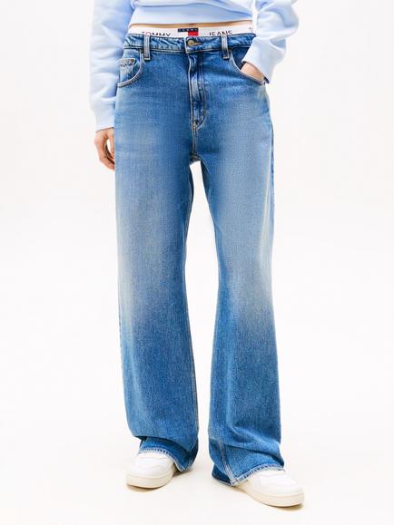 Tommy Jeans Mia Mid Rise Relaxed Straight Jeans, Medium Blue, Medium Blue