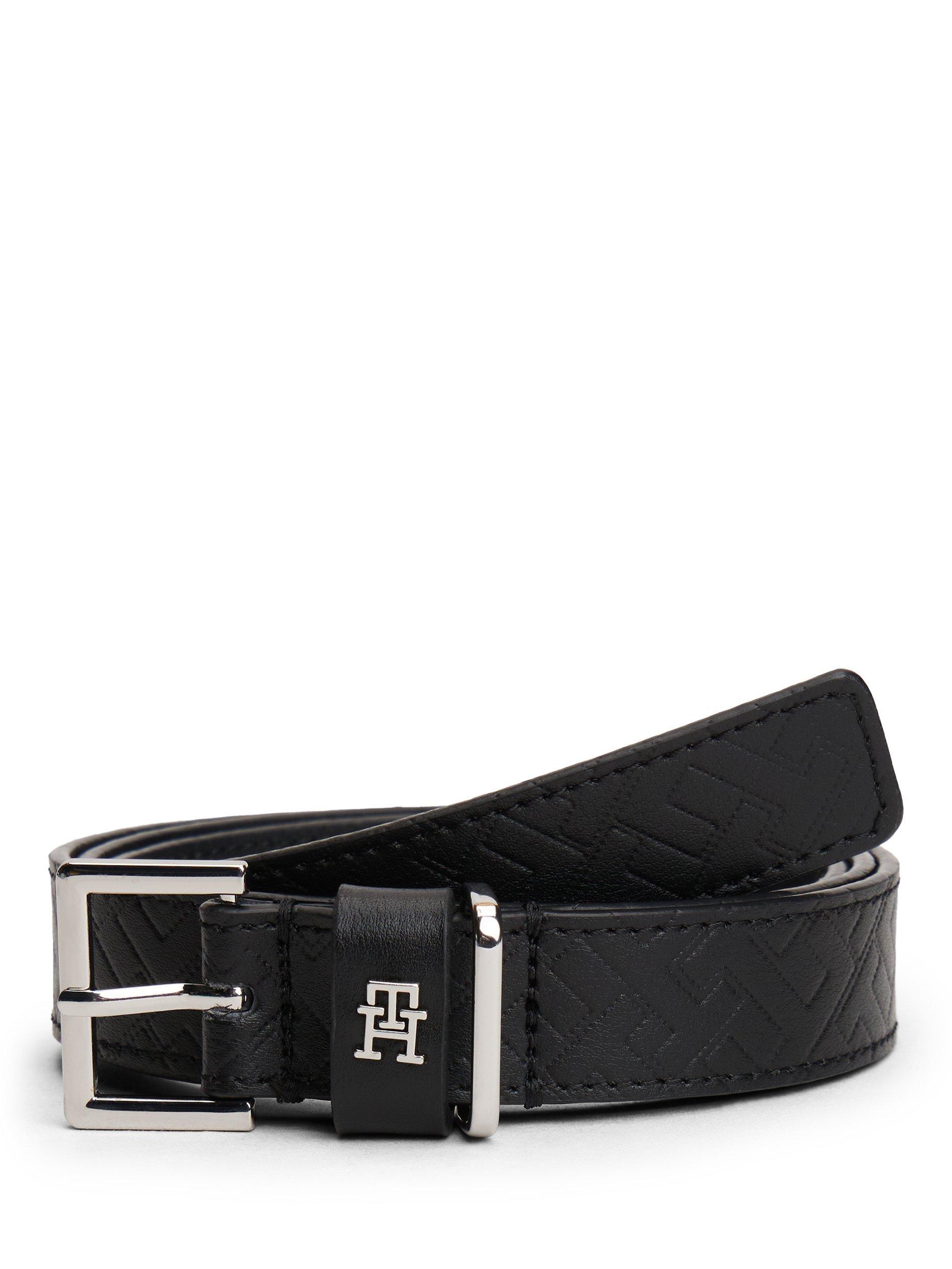 Product image 1 of 4, which shows Tommy Hilfiger Square Leather Belt, Black, 32