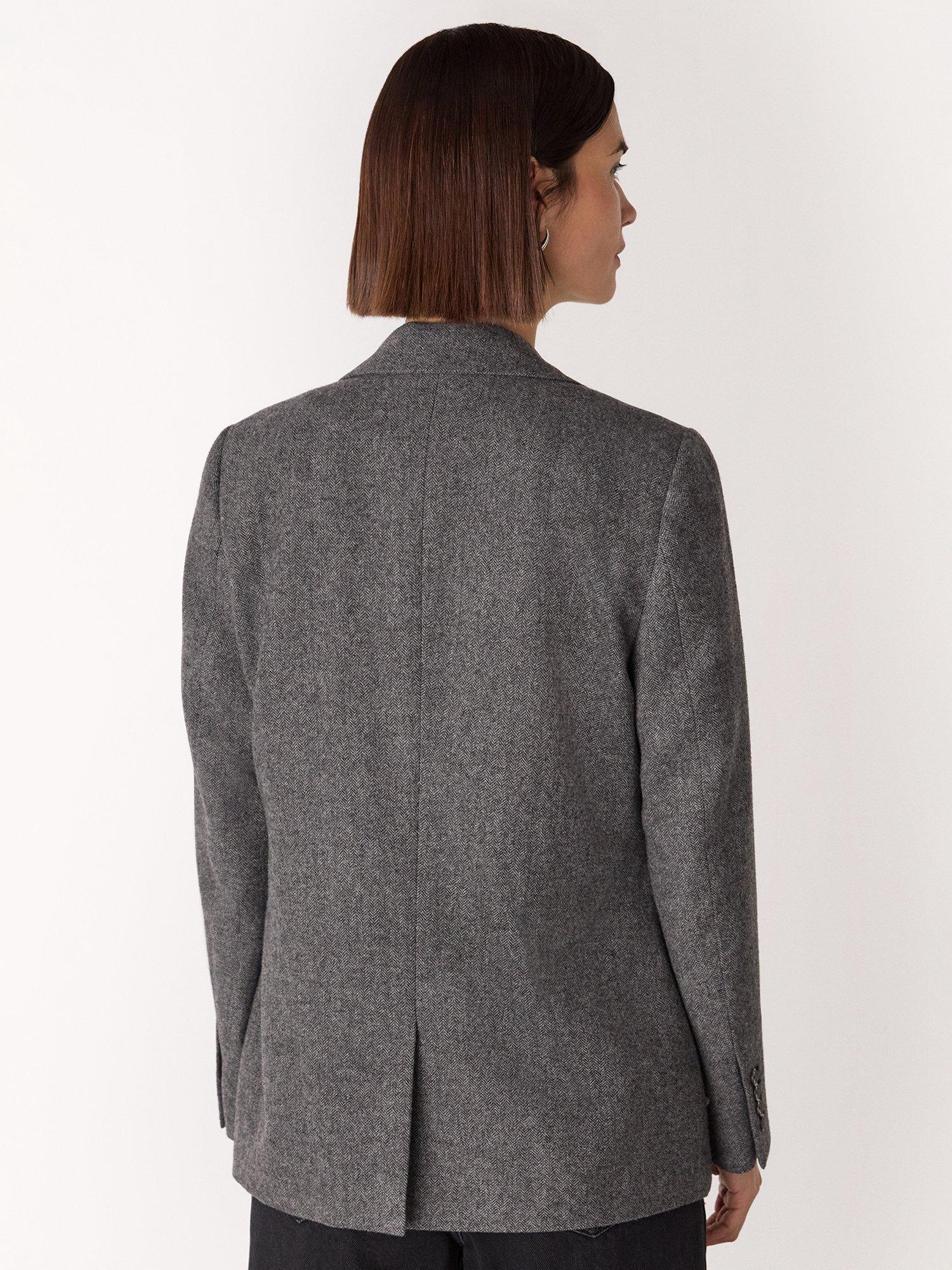 Product image 2 of 5, which shows Whistles Petite Herringbone Wool Blend Blazer, Grey/Multi, 6