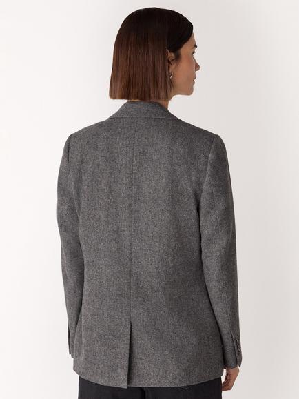 Whistles Petite Herringbone Wool Blend Blazer, Grey/Multi - view 2, Grey/Multi