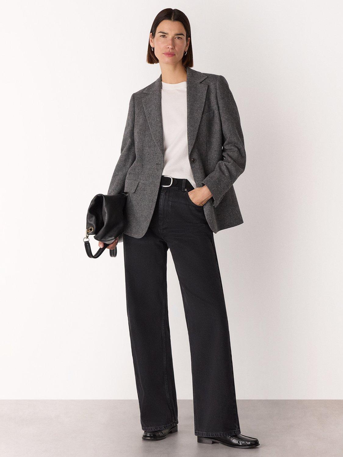 Product image 3 of 5, which shows Whistles Petite Herringbone Wool Blend Blazer, Grey/Multi, 6