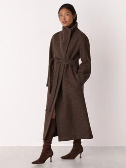 Whistles Petite Morgan Funnel Neck Pure Wool Coat, Taupe, Taupe