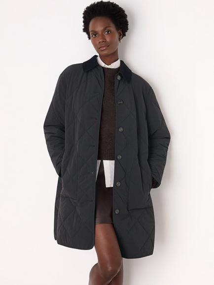 Whistles Corduroy Collar Quilted Coat, Black, Black