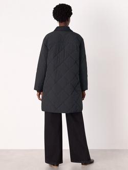 Whistles Corduroy Collar Quilted Coat, Black - view 2, Black