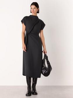 Whistles Twist Waist Midi Dress, Black, Black