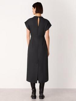 Whistles Twist Waist Midi Dress, Black - view 2, Black