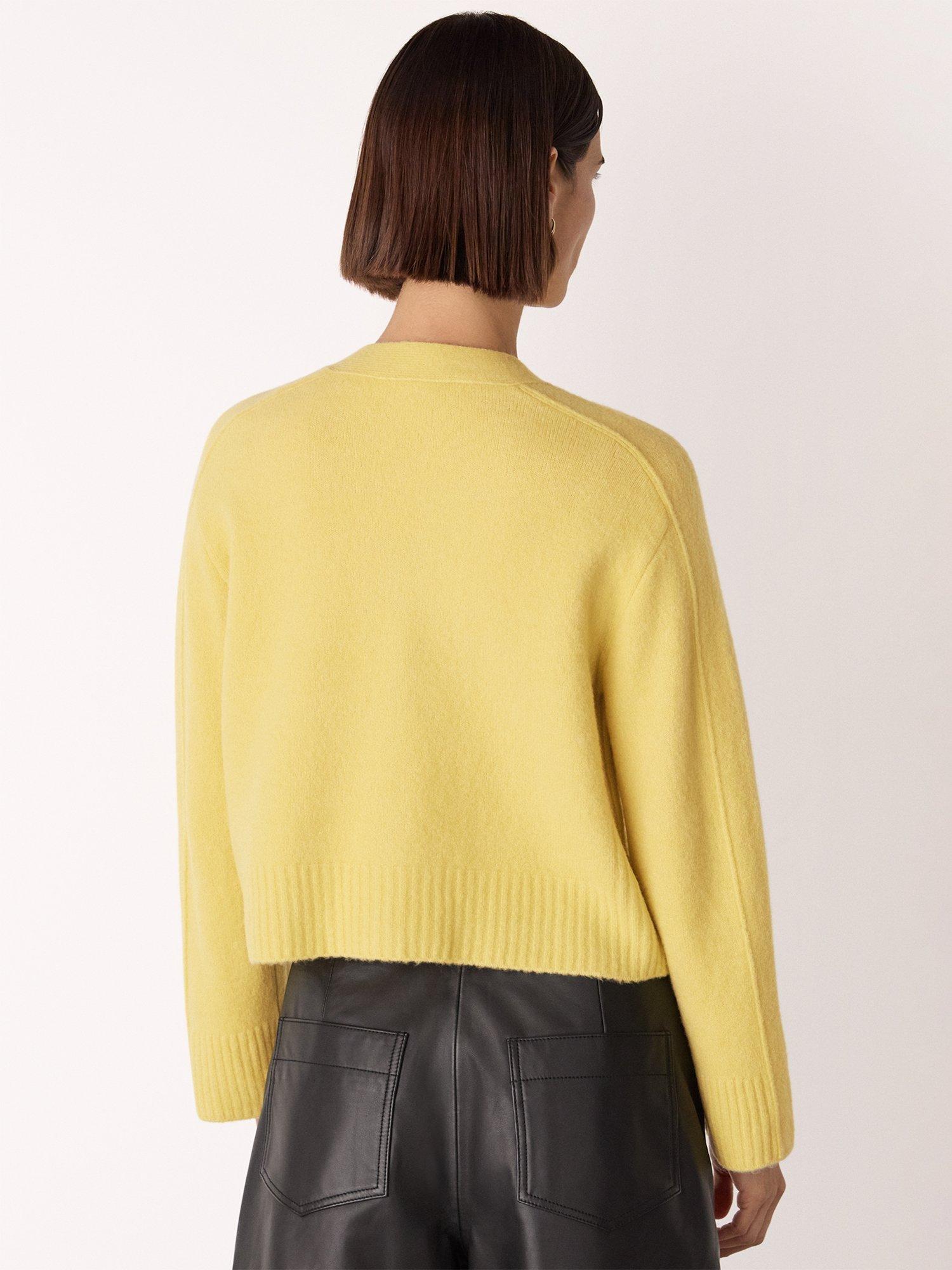 Product image 2 of 5, which shows Whistles Pocket Wool Blend Cardigan, Yellow, L