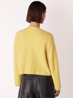 Whistles Pocket Wool Blend Cardigan, Yellow - view 2, Yellow
