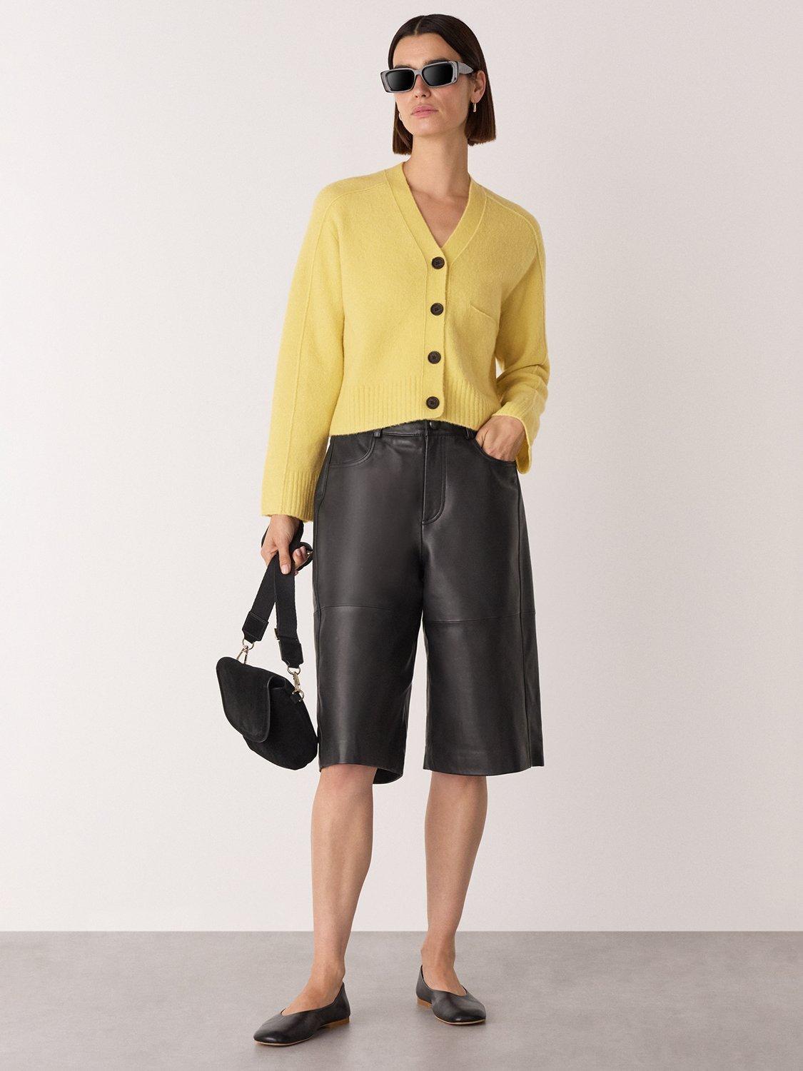 Product image 3 of 5, which shows Whistles Pocket Wool Blend Cardigan, Yellow, L