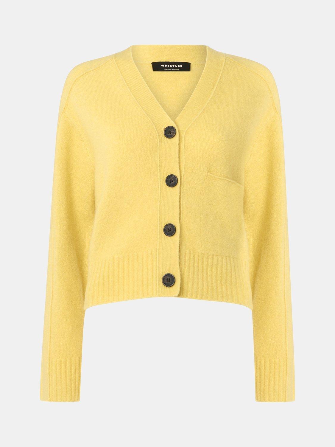 Product image 5 of 5, which shows Whistles Pocket Wool Blend Cardigan, Yellow, L