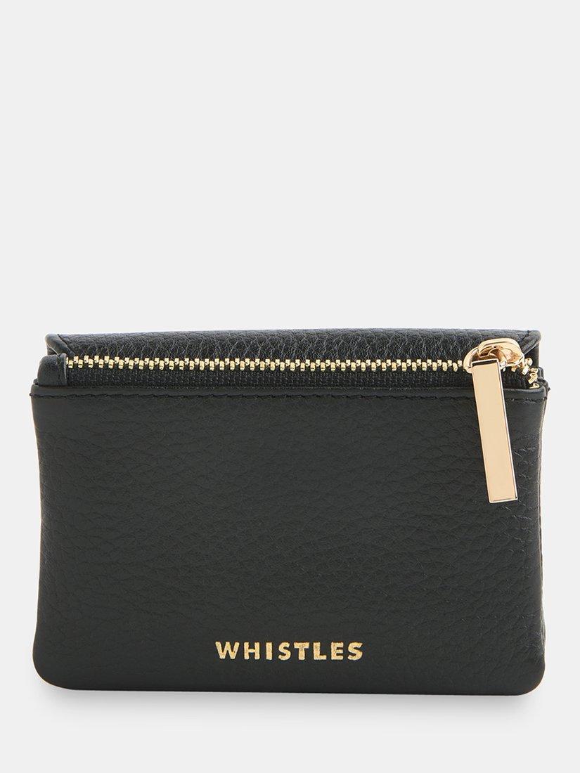 Product image 1 of 4, which shows Whistles Eli Triple Pouch Compact Leather Purse, Black, One Size