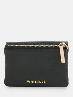 Whistles Eli Triple Pouch Compact Leather Purse, Black, Black