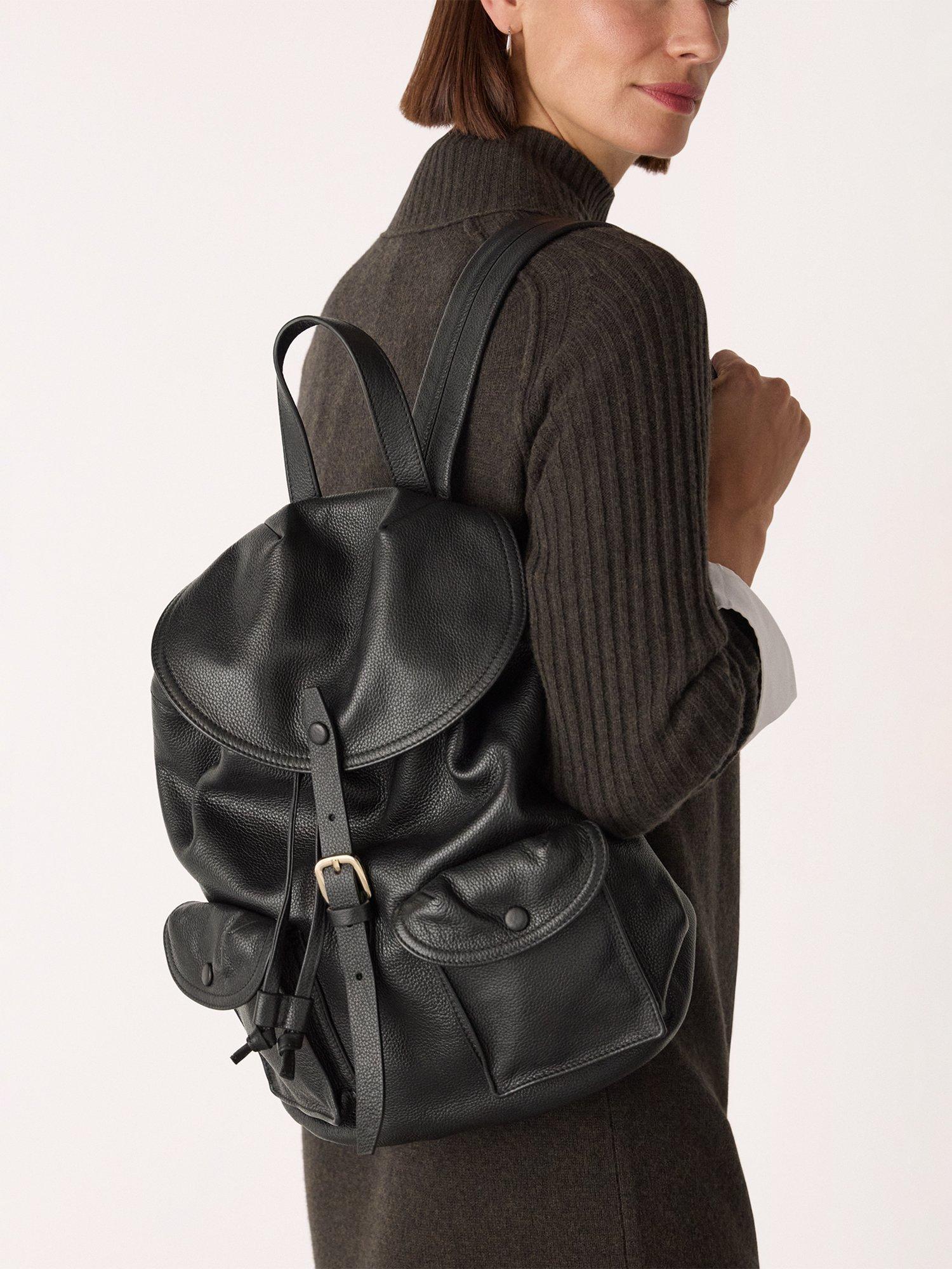 Product image 2 of 5, which shows Whistles Sierra Pocket Detail Leather Backpack, Black