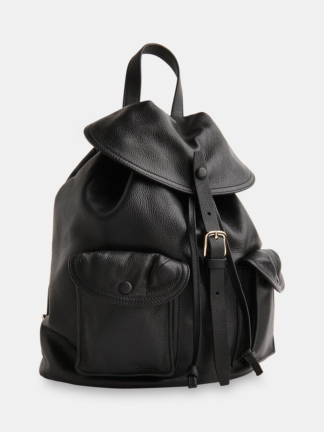 Product image 5 of 5, which shows Whistles Sierra Pocket Detail Leather Backpack, Black