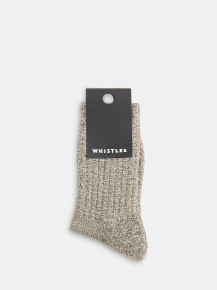 Whistles Chunky Marl Knit Socks - view 2, Khaki
