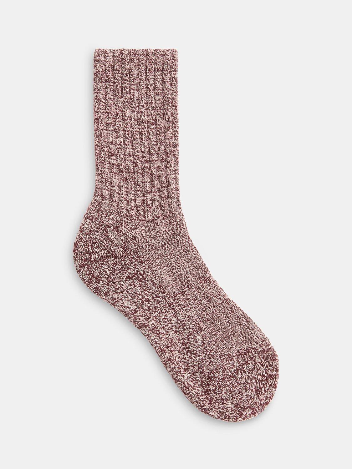 Product image 1 of 2, which shows Whistles Chunky Marl Knit Socks, Burgundy, One Size