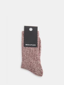 Whistles Chunky Marl Knit Socks - view 2, Burgundy