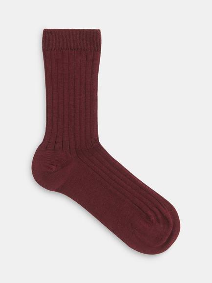 Whistles Classic Ribbed Socks, Burgundy
