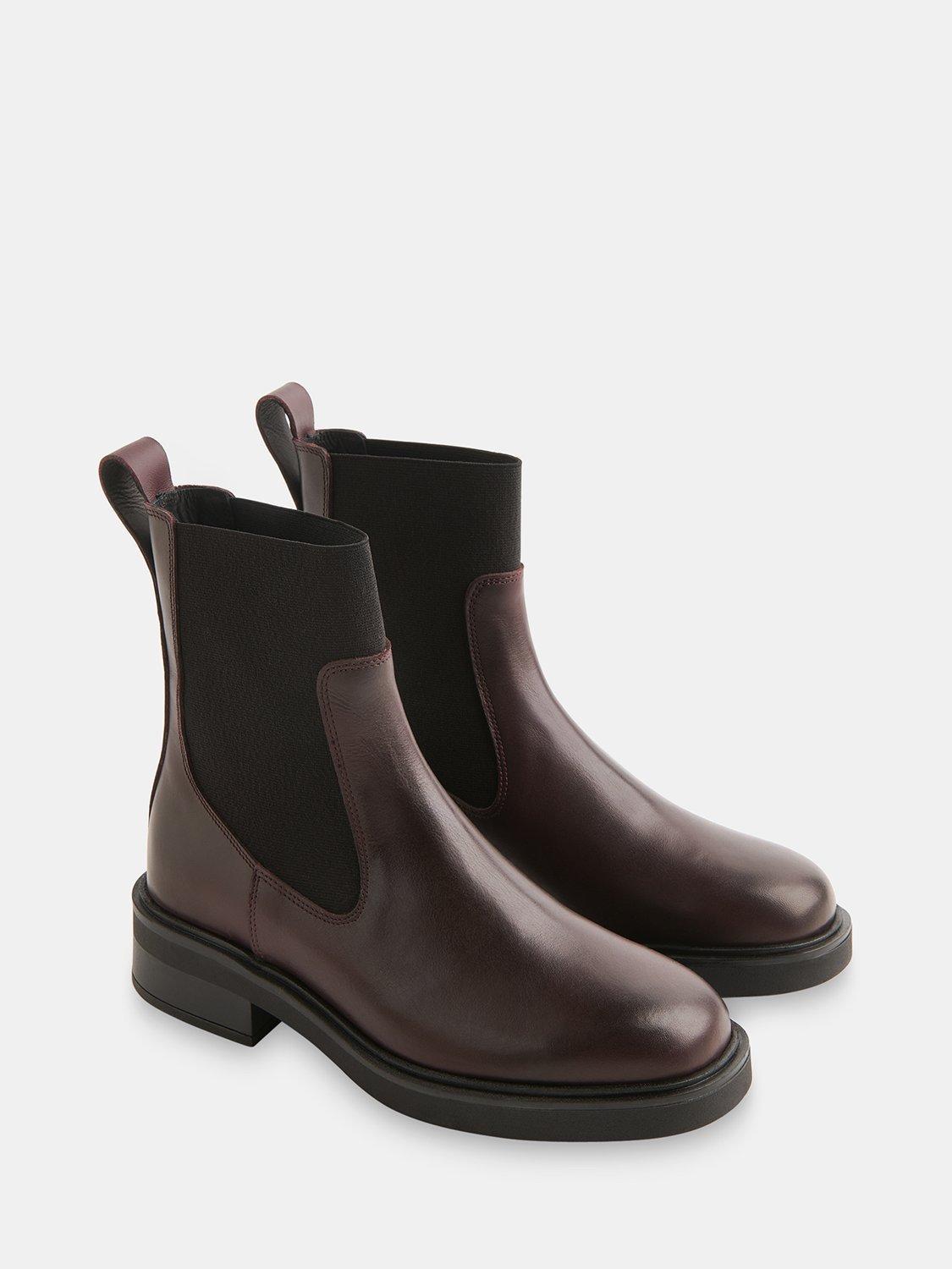 Product image 4 of 4, which shows Whistles Leather Chelsea Boots, Burgundy, 3