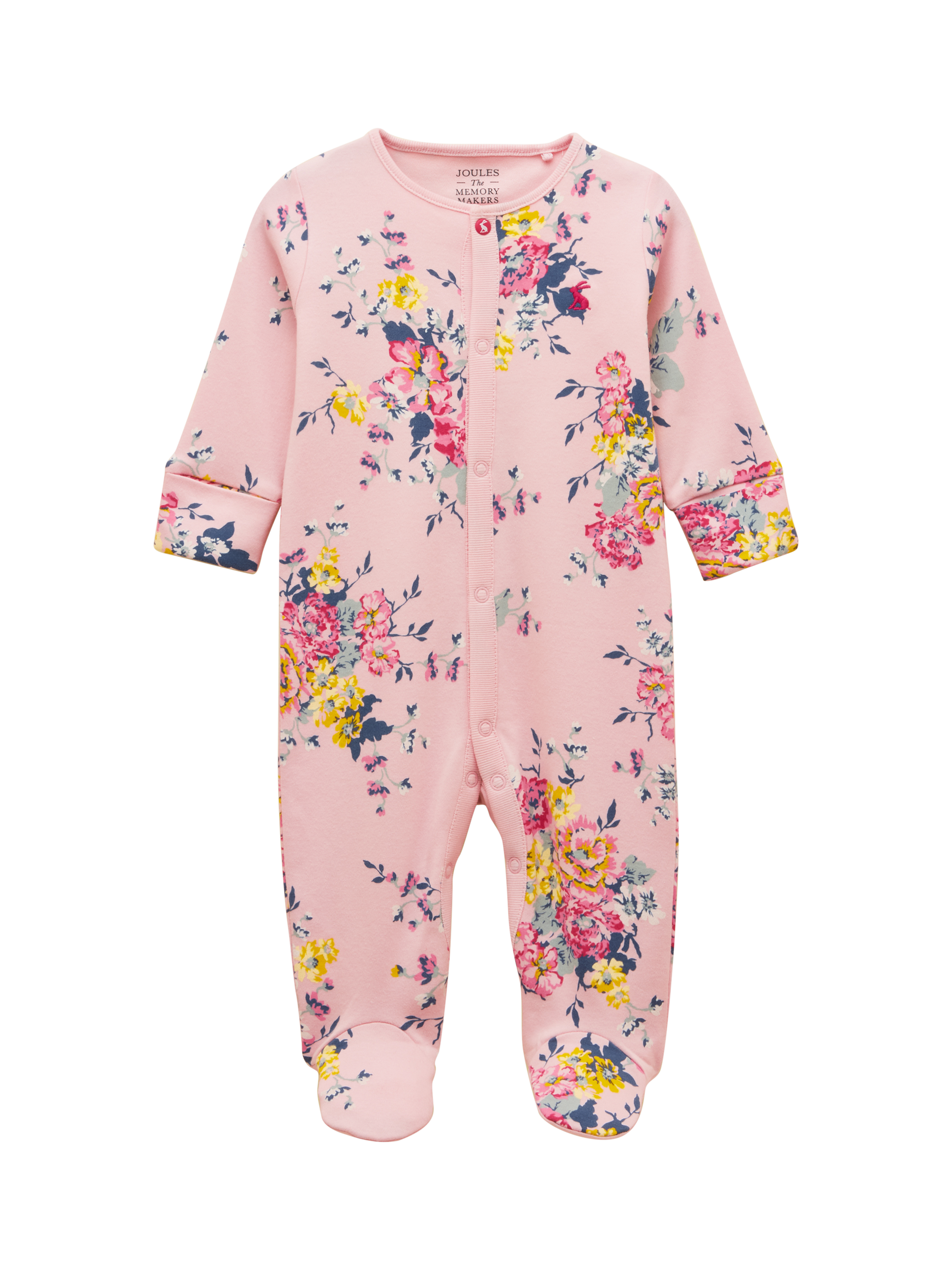 Joules Baby Raza Cotton Babygrow, Pink Floral