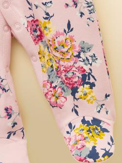 Joules Baby Raza Cotton Babygrow, Pink Floral - view 2, Pink Floral