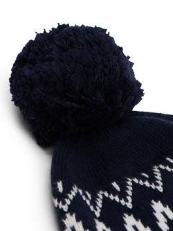 Tommy Hilfiger Kids' Knitted Fair Isle Beanie Hat, Blue - view 2, Blue