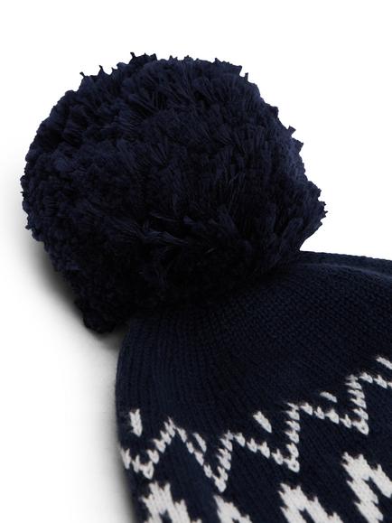 Tommy Hilfiger Kids' Knitted Fair Isle Beanie Hat, Blue - view 2, Blue