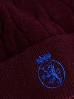 Tommy Hilfiger Kids' Wool Rich Cable Knit Beanie Hat, Deep Burgundy - view 2, Deep Burgundy