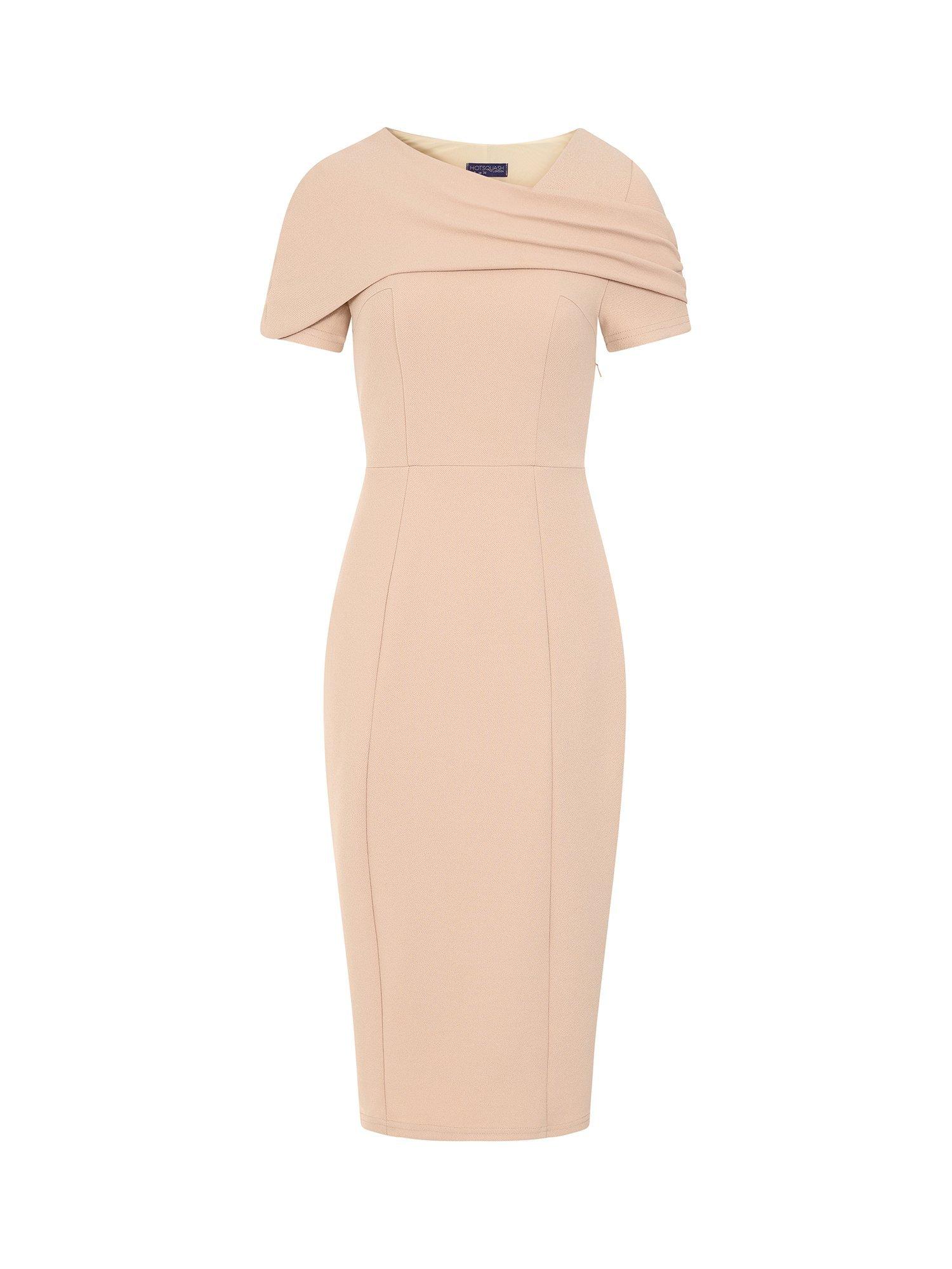 Product image 7 of 8, which shows HotSquash Cape Bodycon Dress, Latte, 8