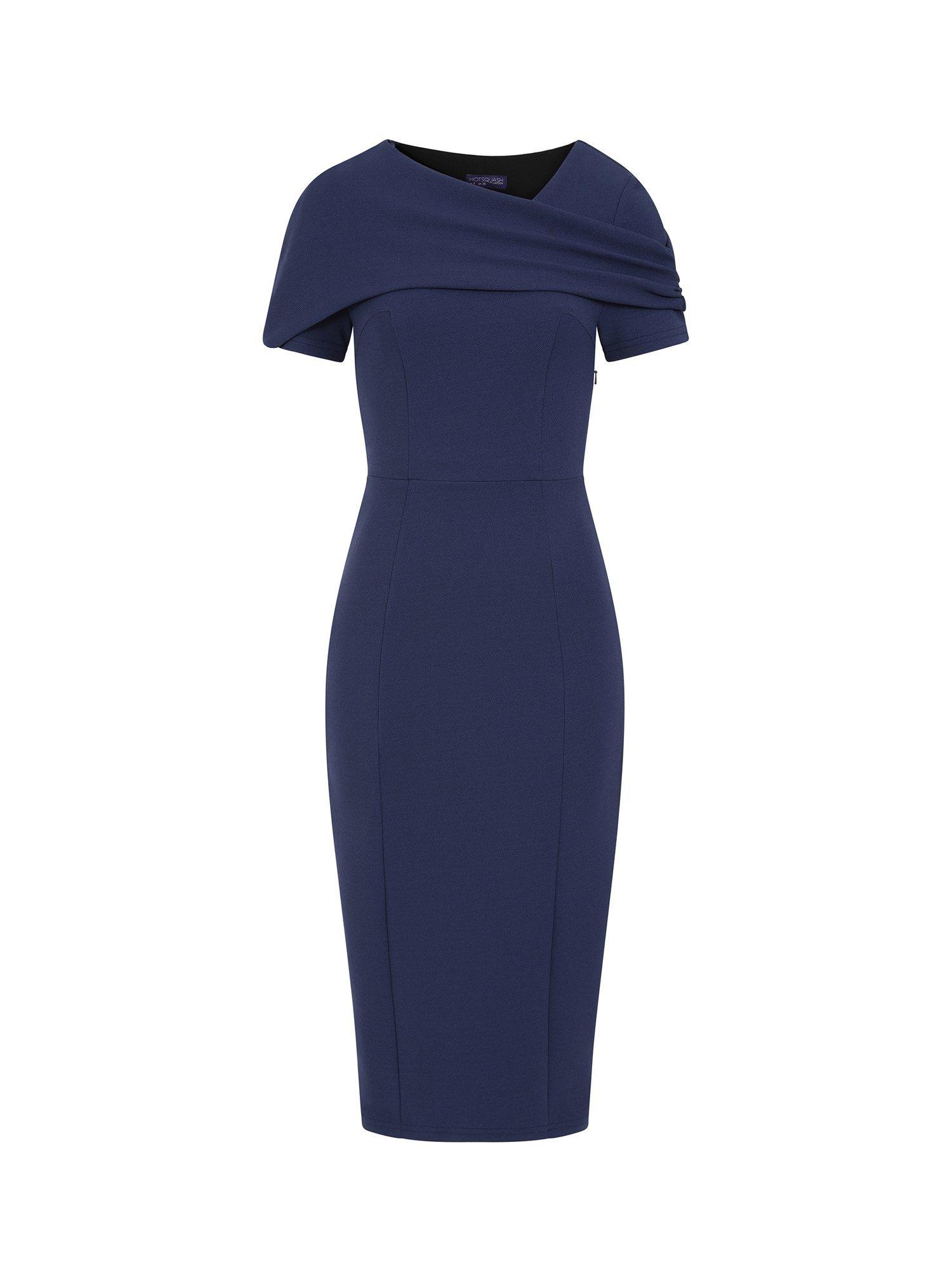 Product image 9 of 10, which shows HotSquash Cape Bodycon Dress, Navy, 8
