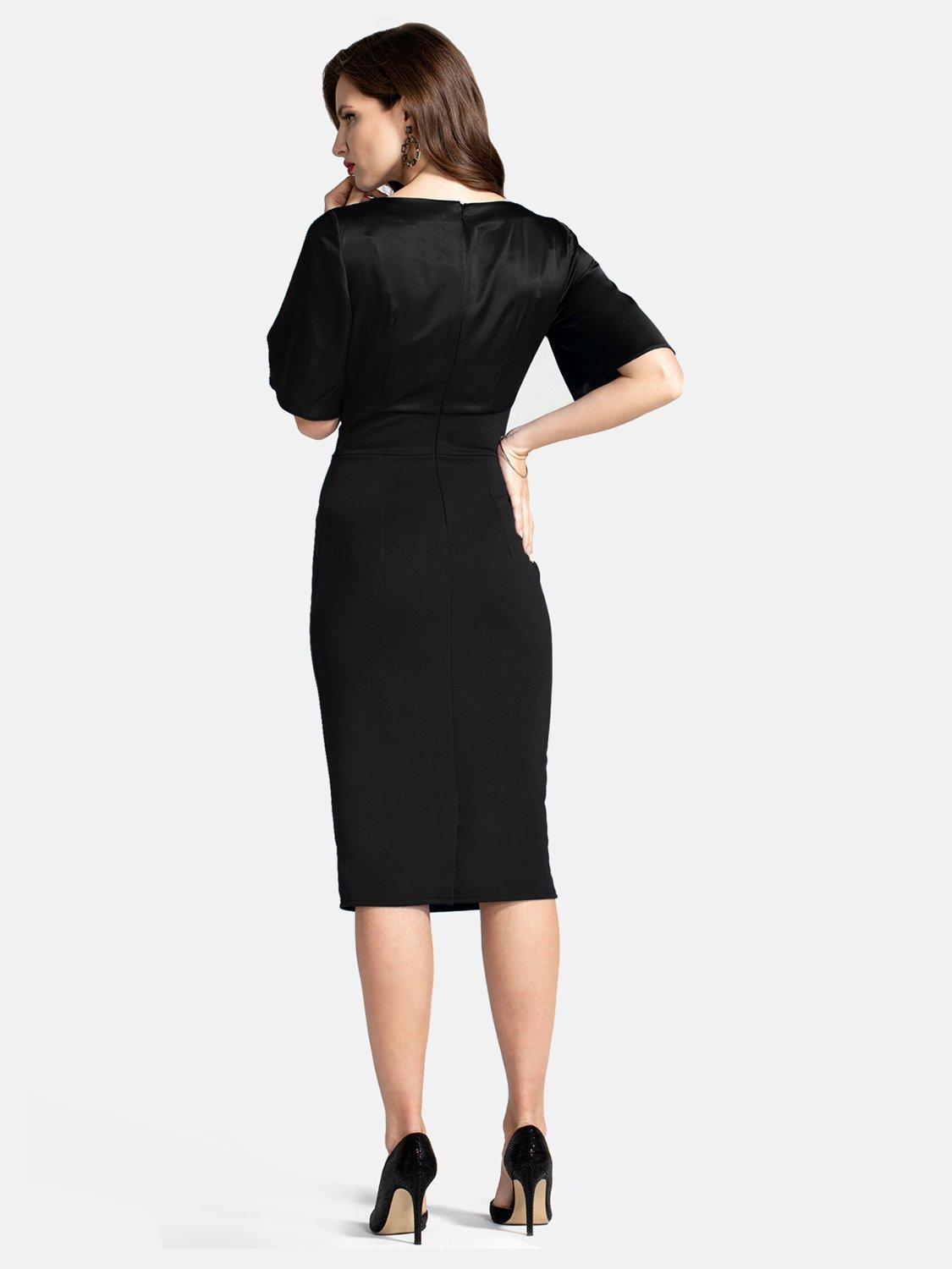 Product image 3 of 4, which shows HotSquash Satin Top Cocktail Dress, Black, 8