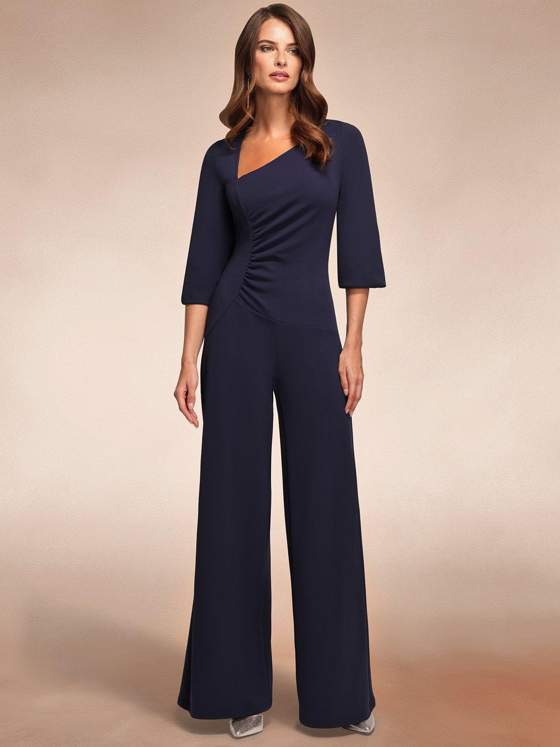 Product image 6 of 10, which shows HotSquash Ruched Tailored Jumpsuit, Navy, 8