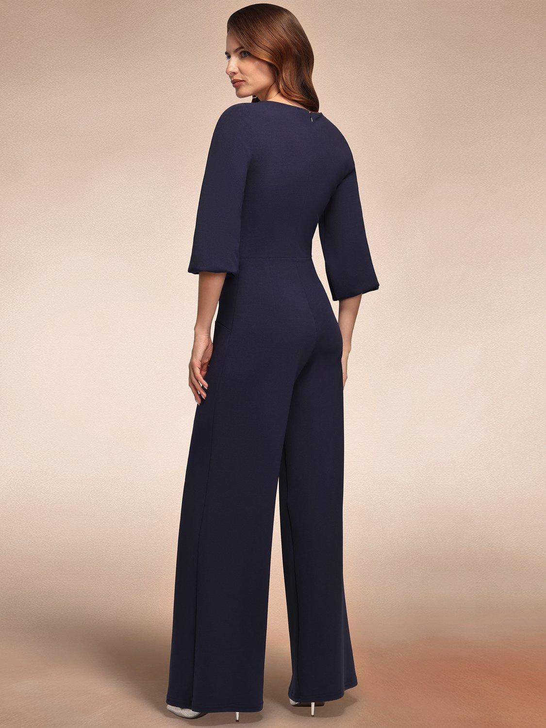 Product image 7 of 10, which shows HotSquash Ruched Tailored Jumpsuit, Navy, 8