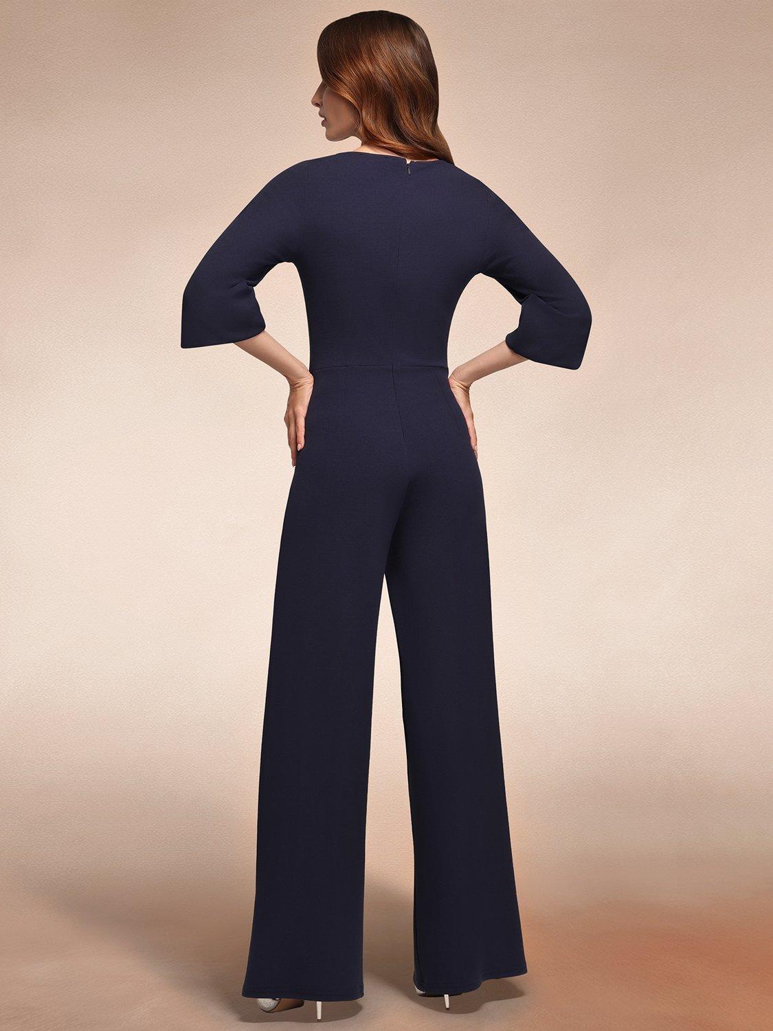 Product image 8 of 10, which shows HotSquash Ruched Tailored Jumpsuit, Navy, 8