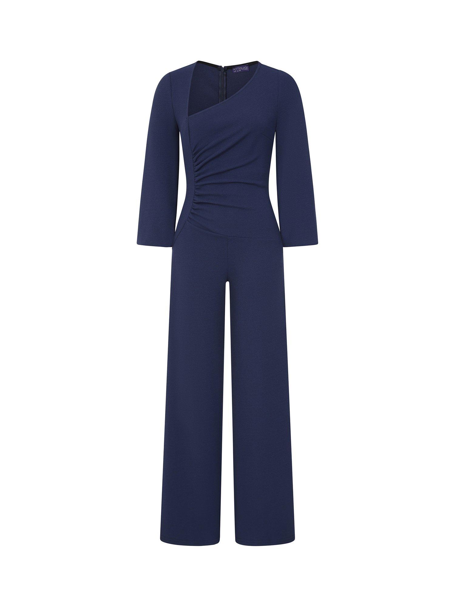 Product image 9 of 10, which shows HotSquash Ruched Tailored Jumpsuit, Navy, 8