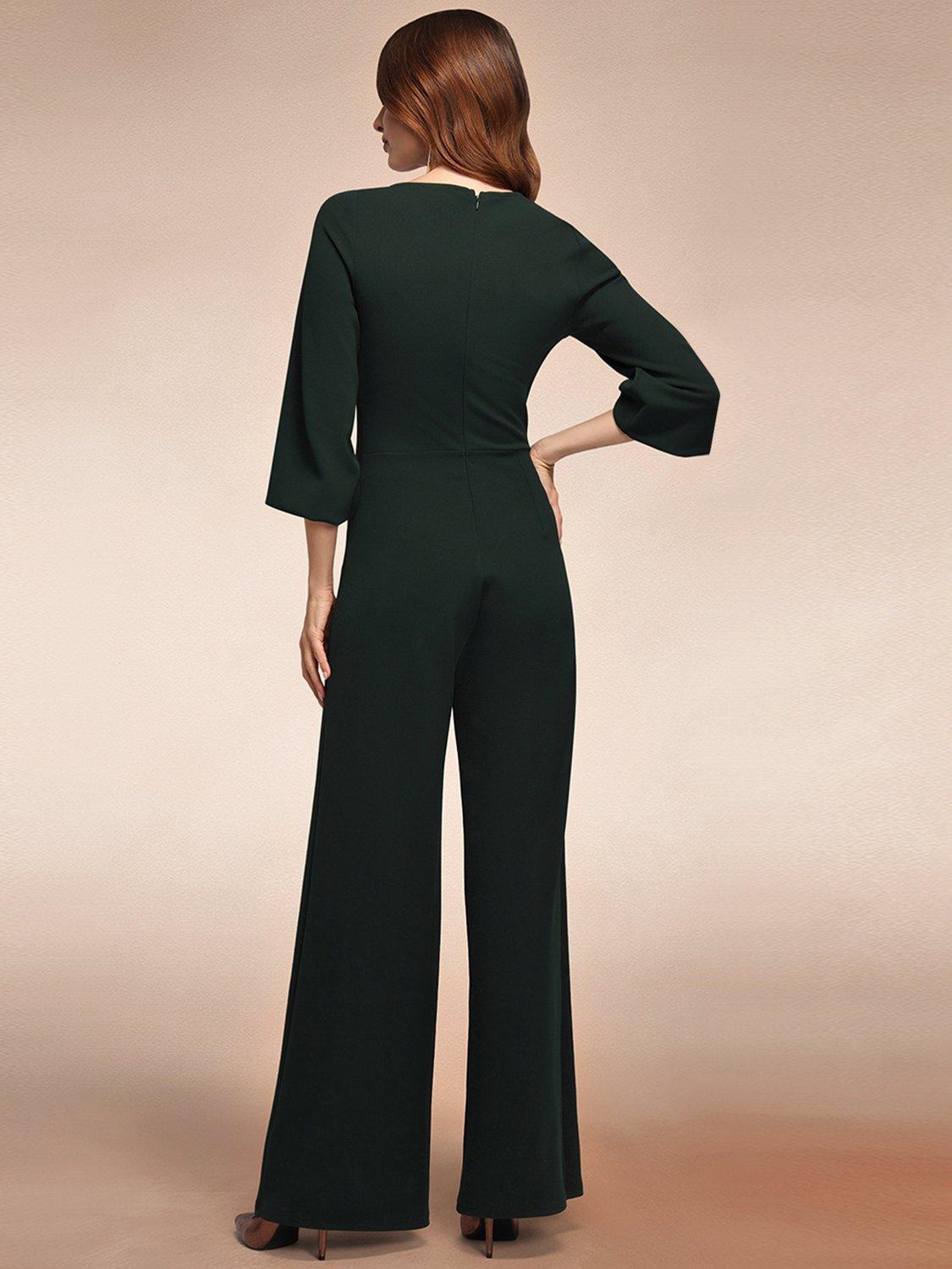 Product image 8 of 10, which shows HotSquash Ruched Tailored Jumpsuit, Bottle Green, 8