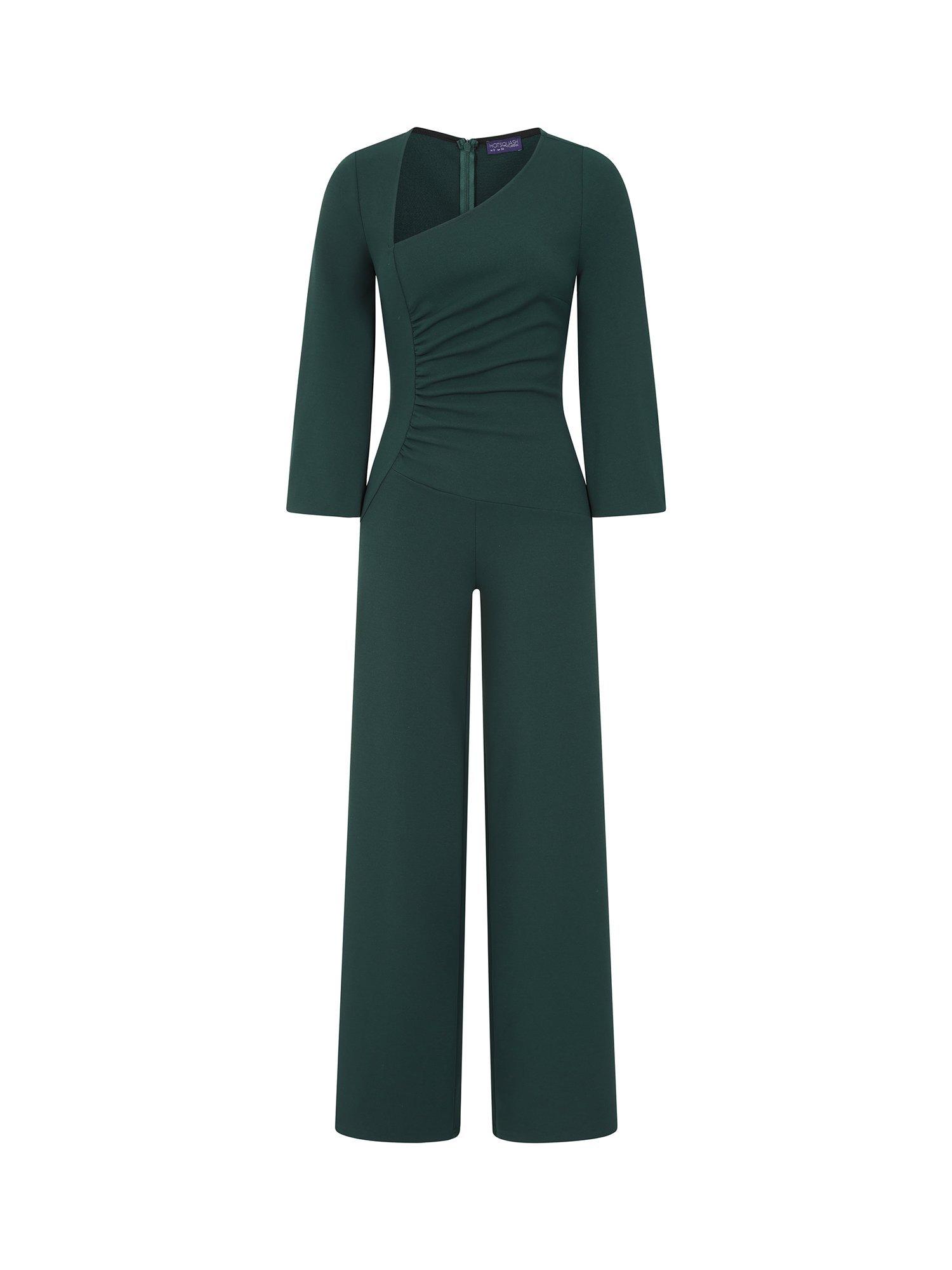 Product image 9 of 10, which shows HotSquash Ruched Tailored Jumpsuit, Bottle Green, 8