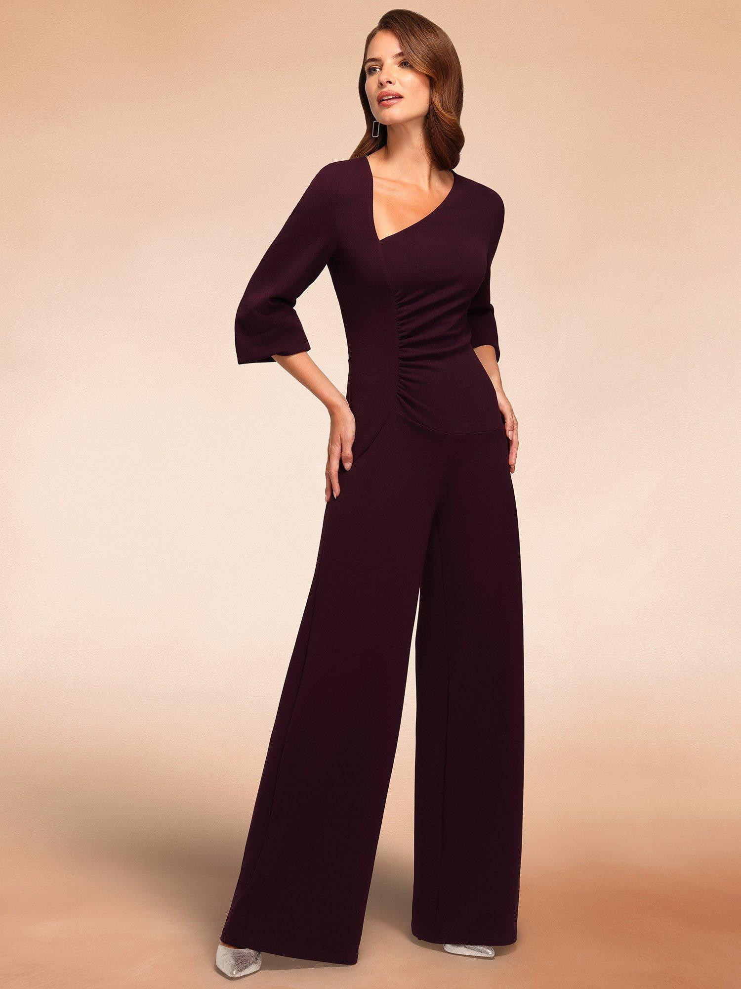 Product image 6 of 9, which shows HotSquash Ruched Tailored Jumpsuit, Damson, 8