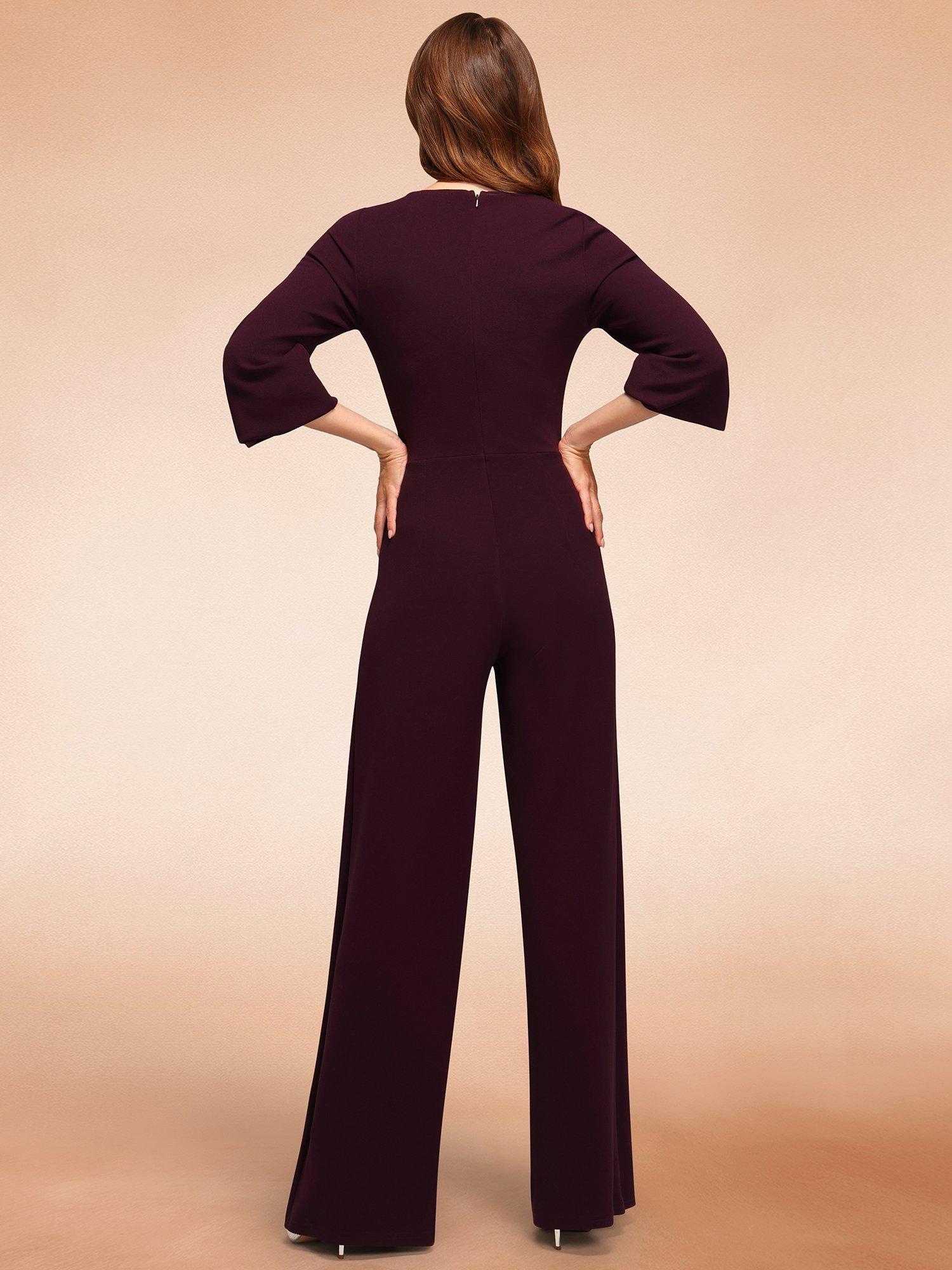 Product image 7 of 9, which shows HotSquash Ruched Tailored Jumpsuit, Damson, 8