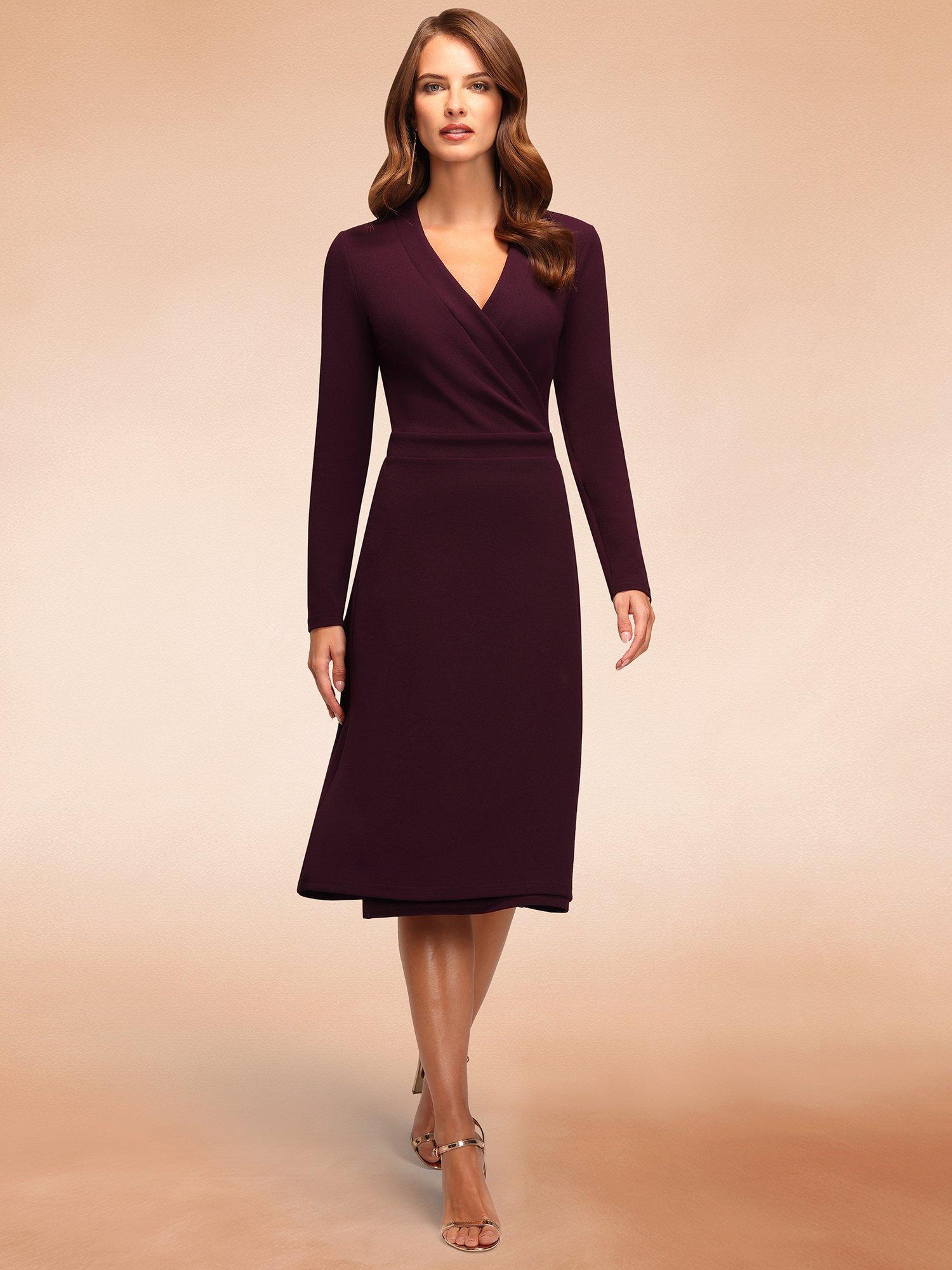 Product image 3 of 7, which shows HotSquash Belted Midi Wrap Dress, Damson, 8