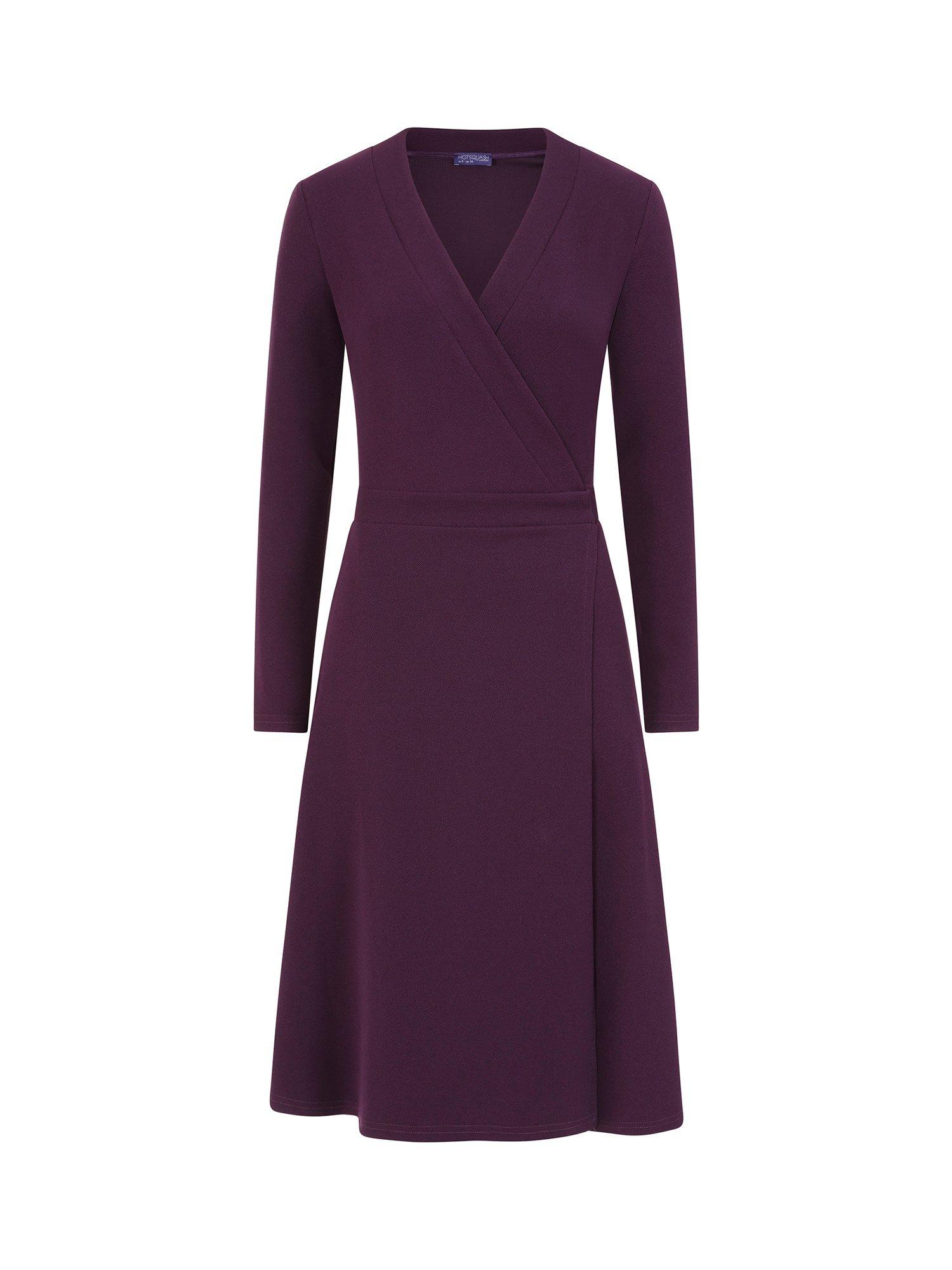 Product image 6 of 7, which shows HotSquash Belted Midi Wrap Dress, Damson, 8