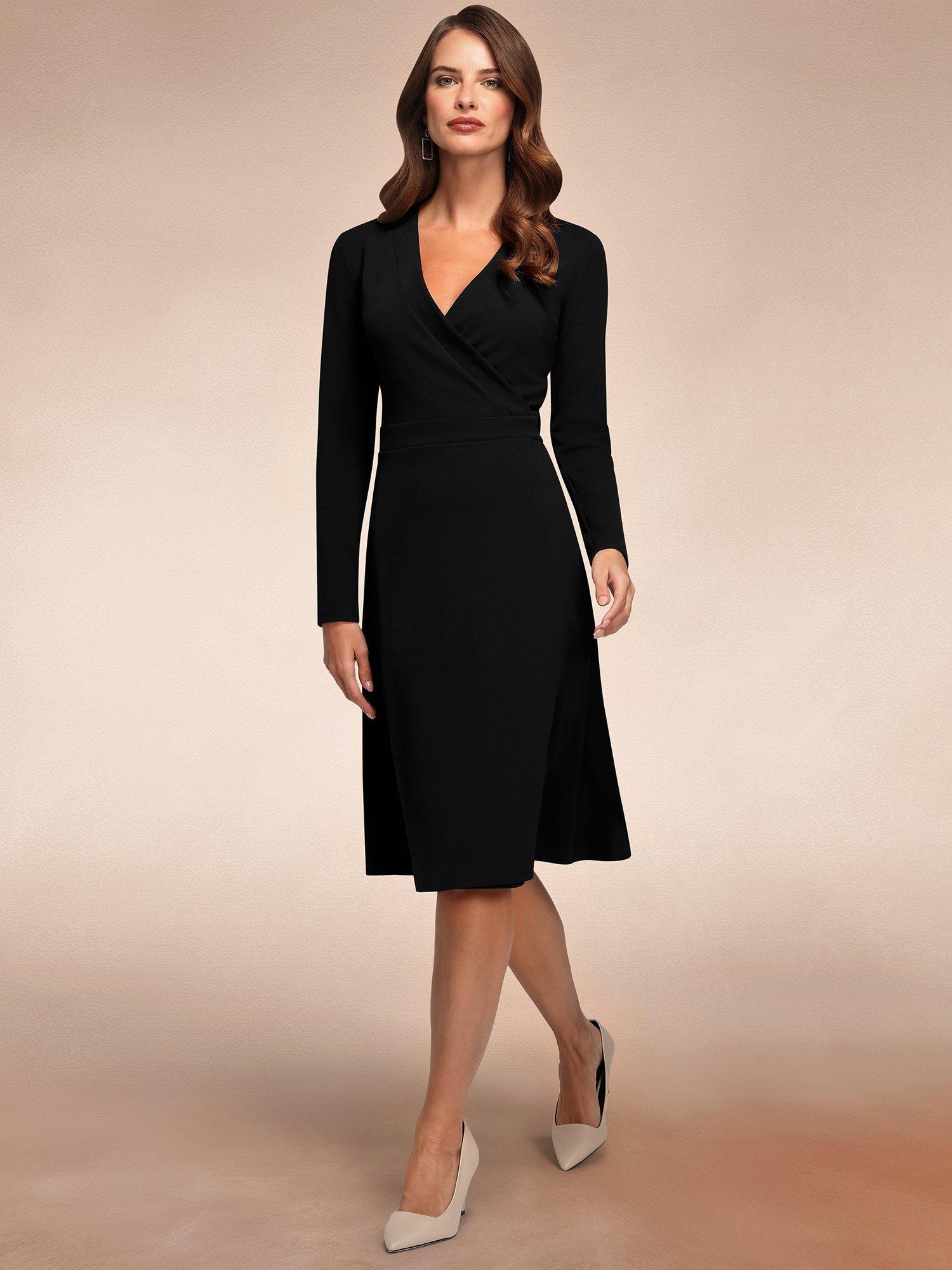 Product image 2 of 5, which shows HotSquash Belted Midi Wrap Dress, Black, 6
