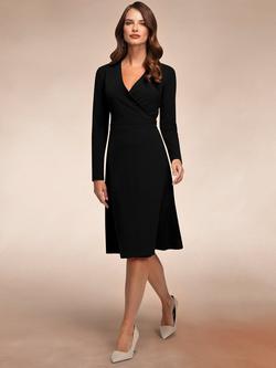 HotSquash Belted Midi Wrap Dress, Black - view 2, Black